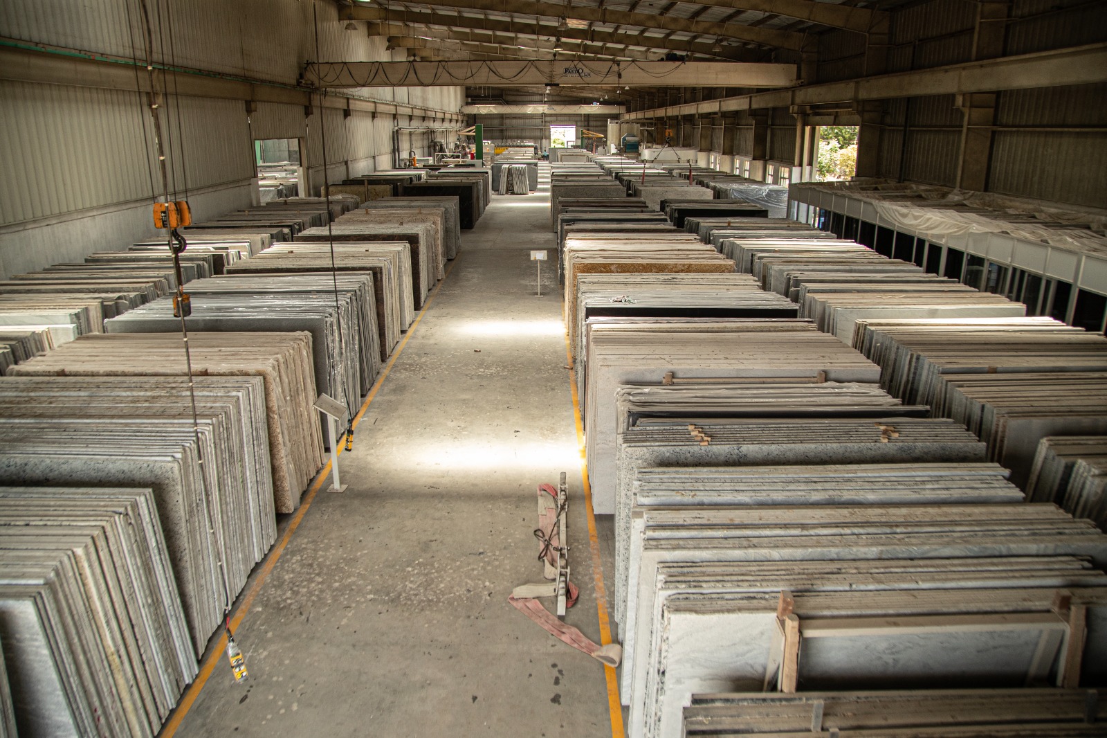 Aryan Granites team working inside the granite factory